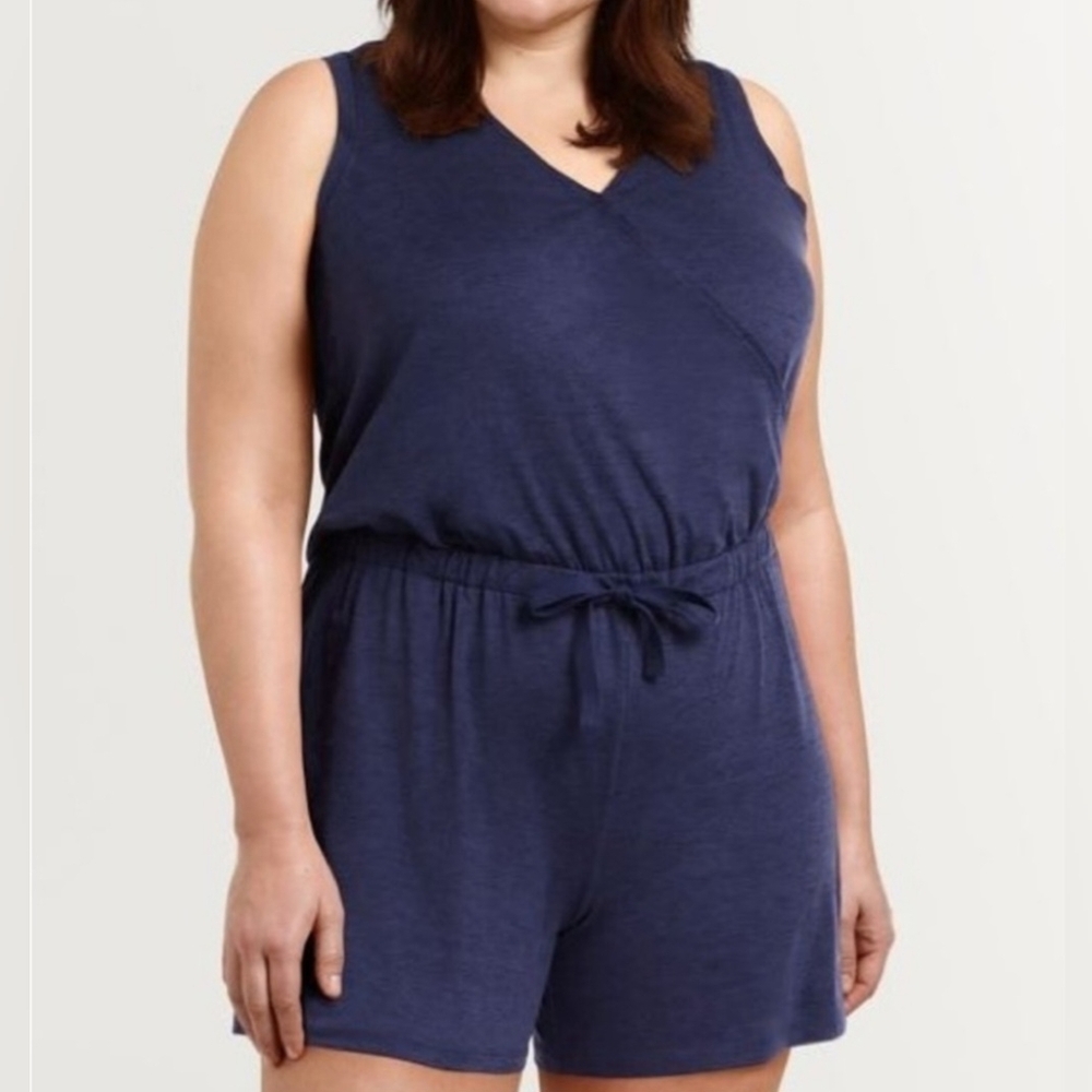 HYBA WOMEN'S SHORTS WRAP ROMPER SLEEVELESS NAVY BLUE SIZE XXL